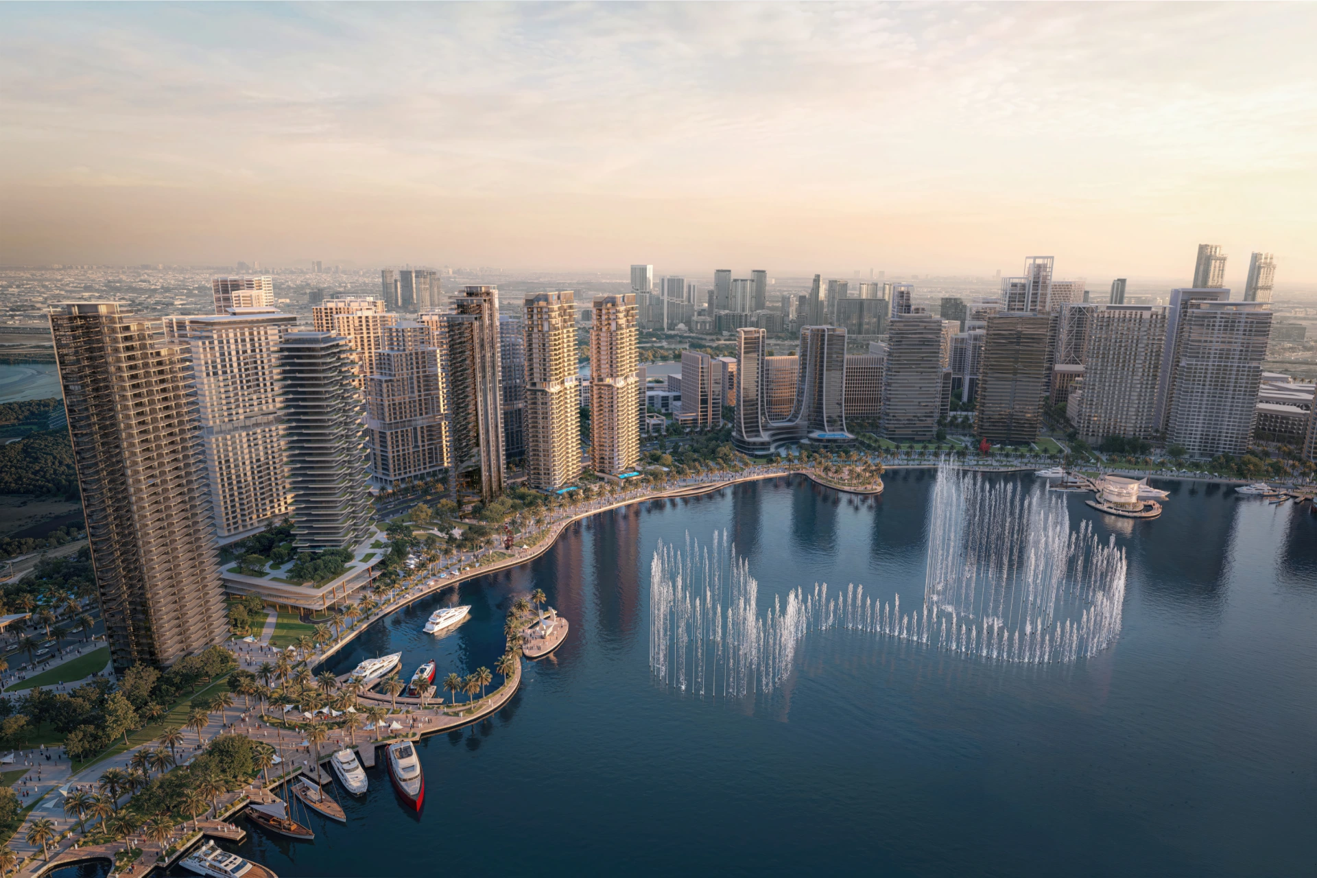 Master plan view of Artistry One Residences by Select Group in Dubai Design District overlooking the Dubai Canal