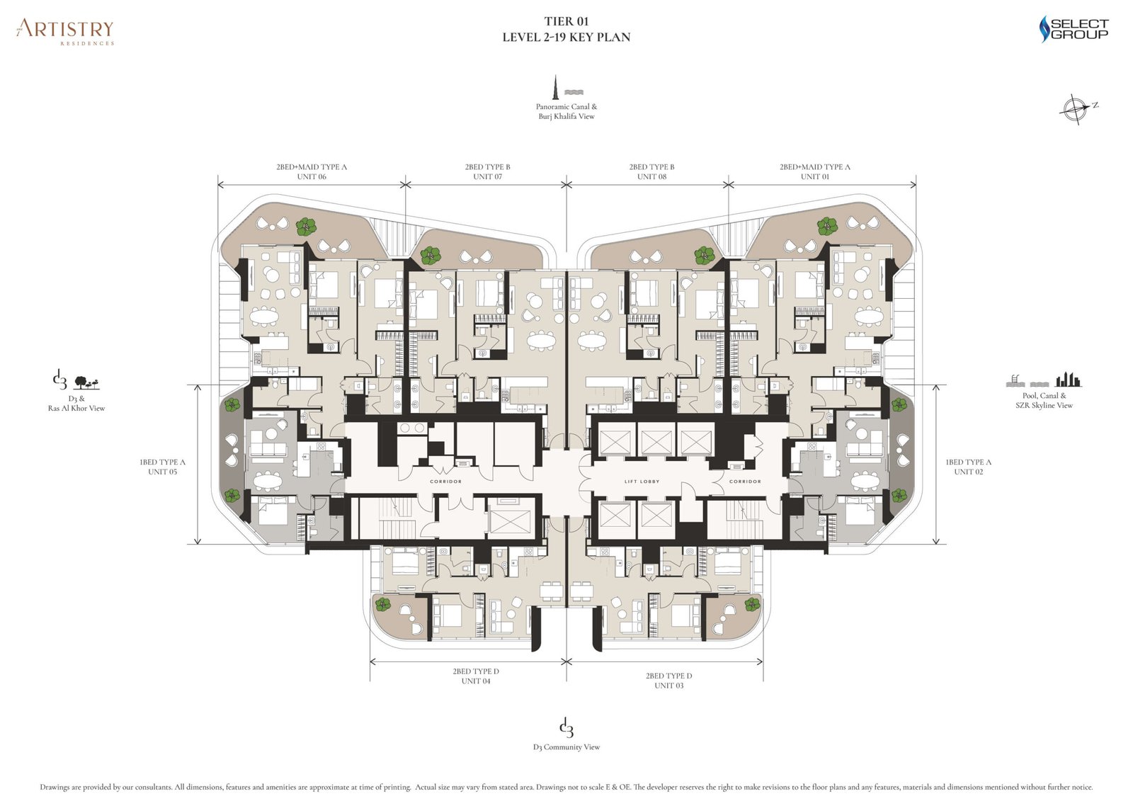 Typical residential floor plan at Artistry One Residences illustrating apartment distribution and circulation