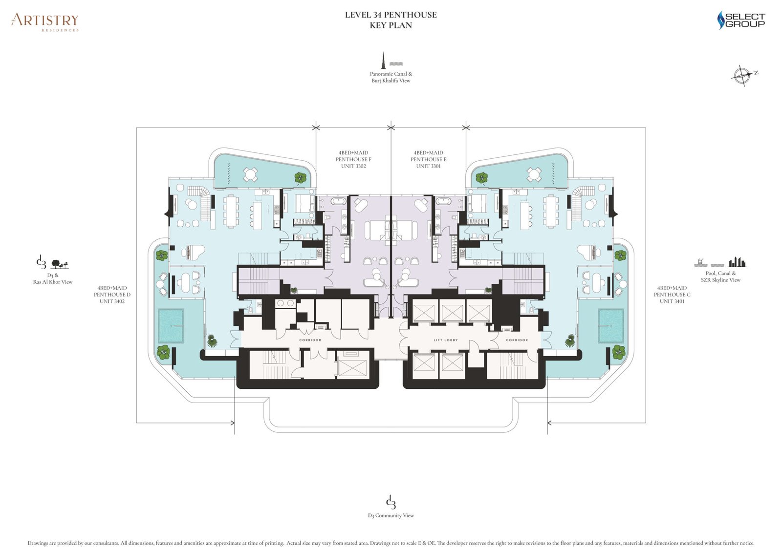 Premium residential floor plan at Artistry One Residences showcasing larger unit configurations