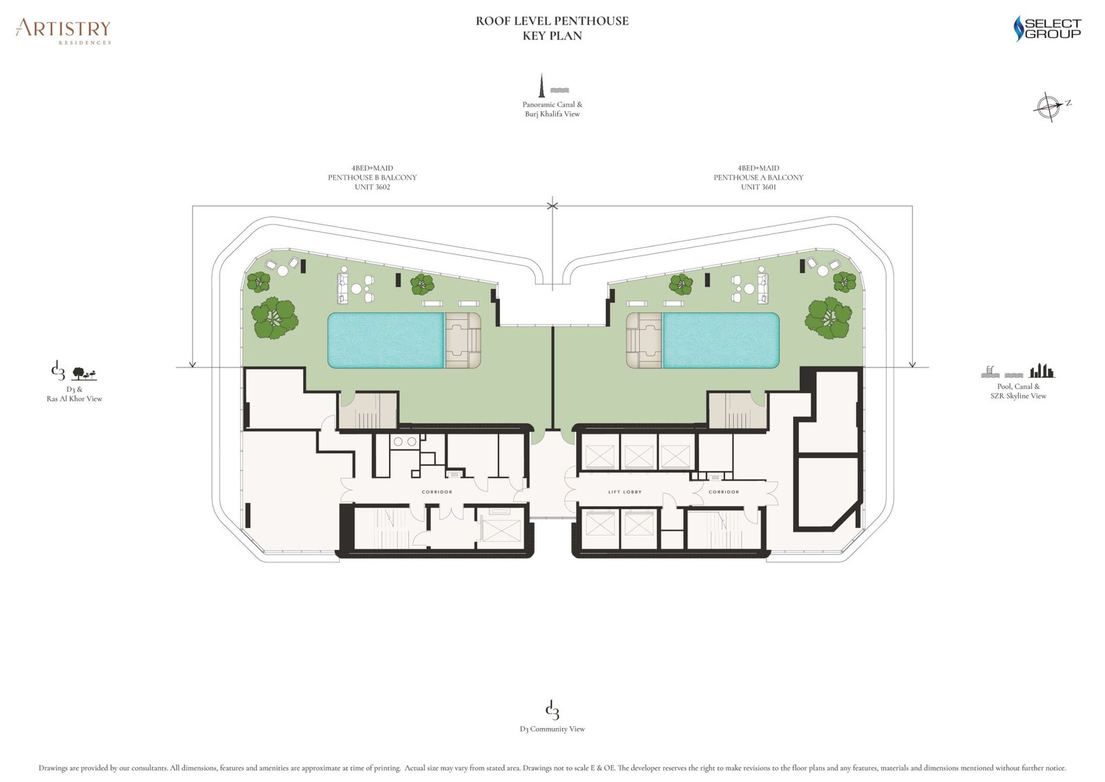 Lifestyle deck floor plan at Artistry One Residences showing swimming pools and leisure amenities