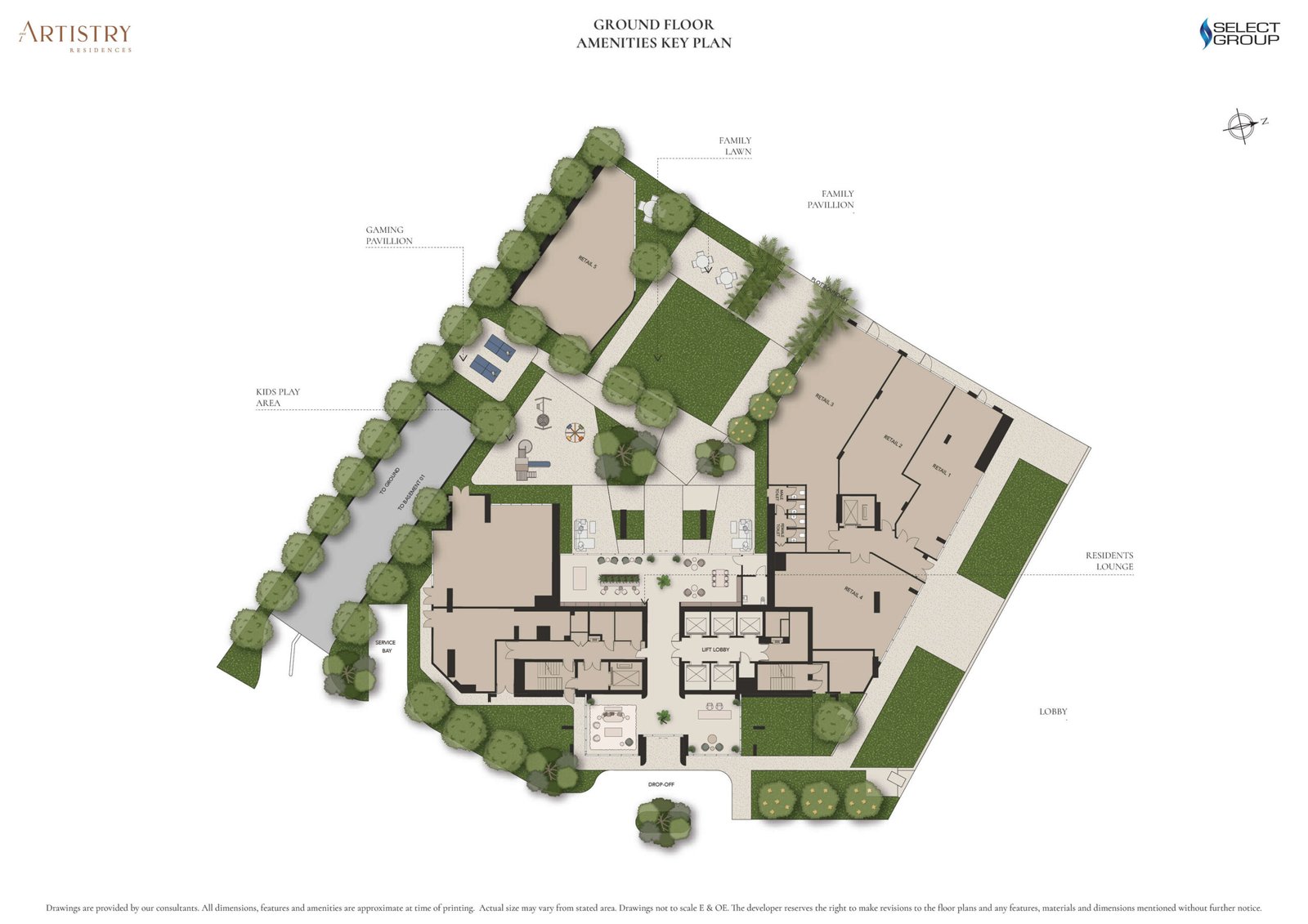 Site and podium layout plan of Artistry One Residences by Select Group in Dubai Design District